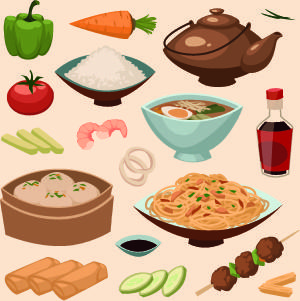 various food elements vector set