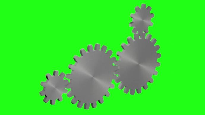 various gears turning on green background
