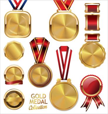 various gold medal vector set