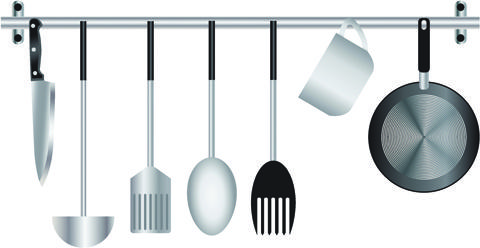 various kitchen cutlery set vector