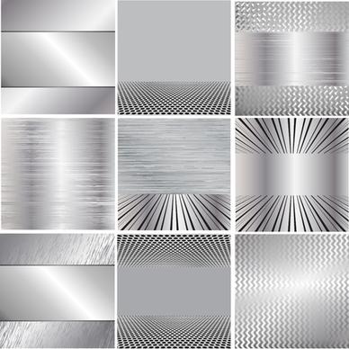 various metal style background set vector