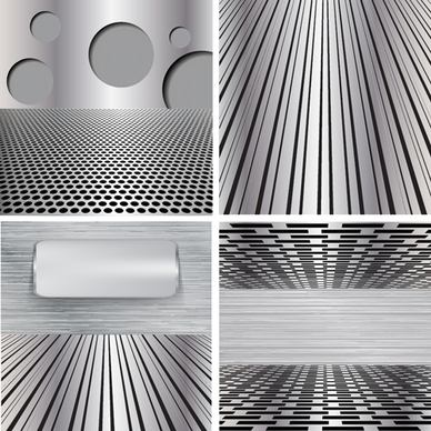 various metal style background set vector
