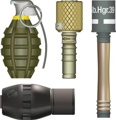 various military equipment design elements vector set