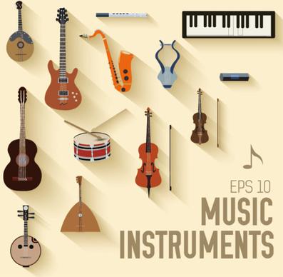 various music instruments vectors