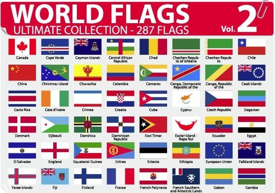 various of world flags vector set