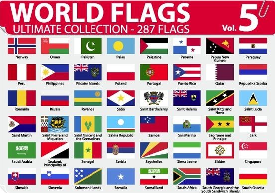 various of world flags vector set