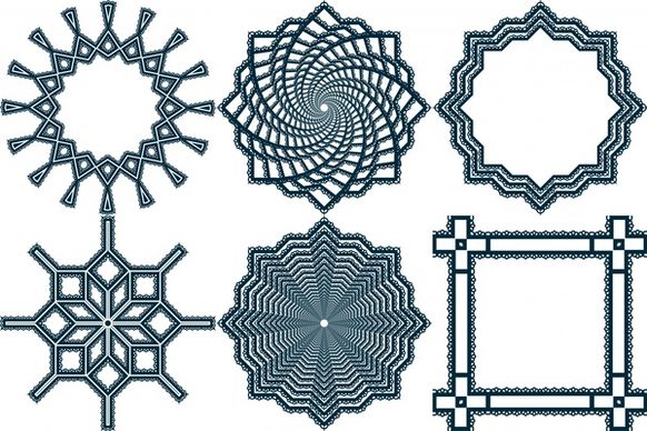 various ornamental shapes with lace border