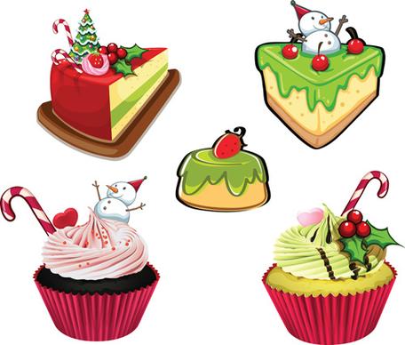 various sweet cakes set vector