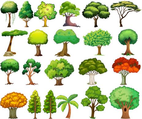 various tree vectors set