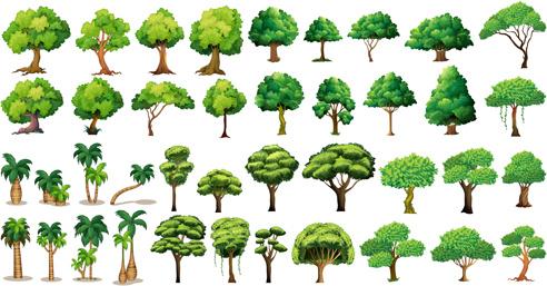 various tree vectors set