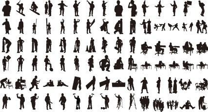 men icons collection various silhouette gesture styles
