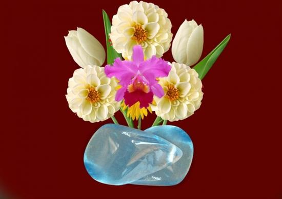 vase flowers blue stone