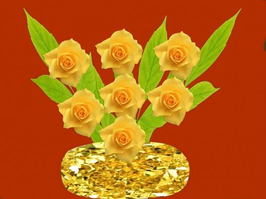 vase yellow flowers