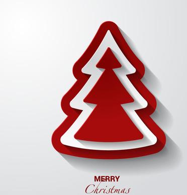 vector 3d red white christmas tree