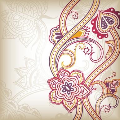 traditional floral background colorful dynamic flat curves
