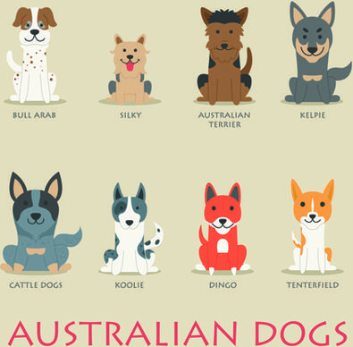 vector australian dogs icons