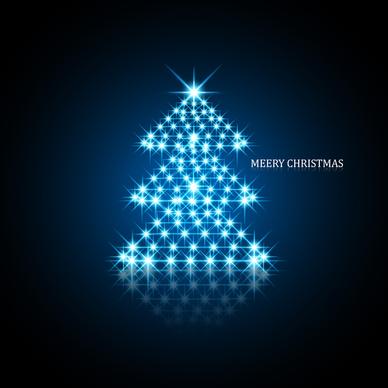 vector background for shiny stars christmas tree reflection blue colorful design illustration