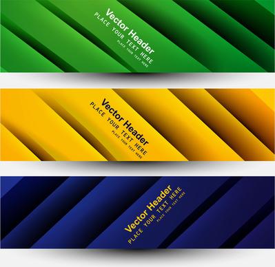 vector banner brazil flag concept colorful wave three header set design