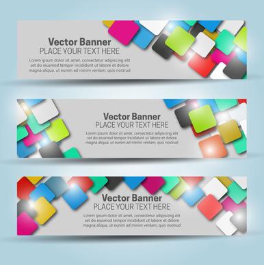 vector banner templates with colorful squares background