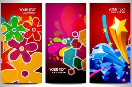 colorful eventful banners sets flowers stars decoration