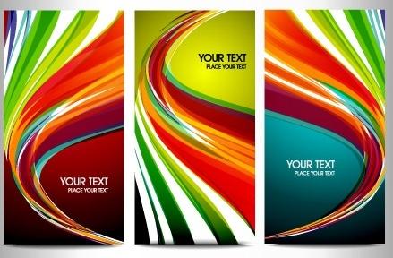 colorful abstract background sets curved lines design