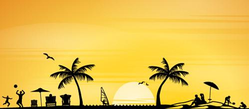 vector beach sunbeds silhouette