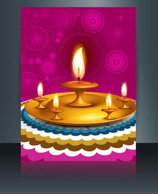 vector beautiful diwali celebration brochure card template