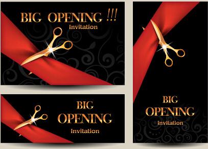vector big opening invitation cards set