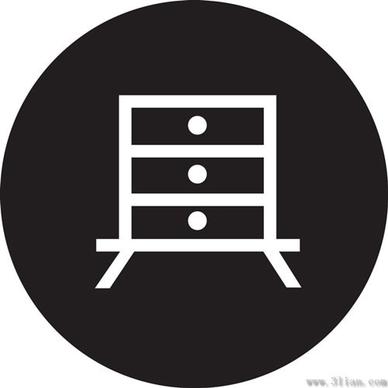 vector black background cabinet box icon