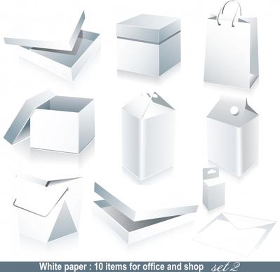 shopping design elements box bag icons blank 3d
