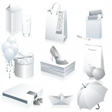 goods icons bright white blank 3d design
