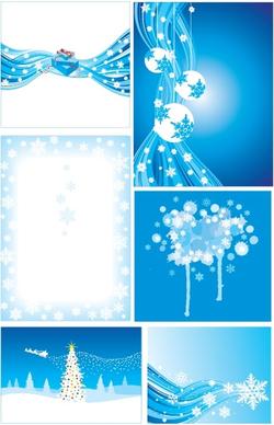 christmas background sets symbols decor sparkling blue design