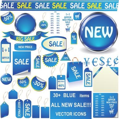 sale tags templates shiny modern blue shapes sketch