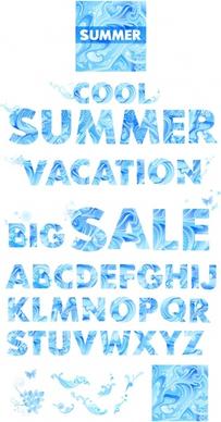 vector blue summer letters