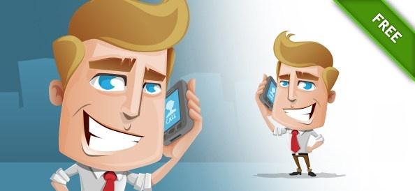 vector business guy holding a phone
