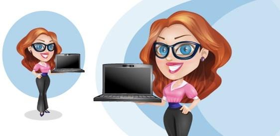 vector businesswoman with laptop