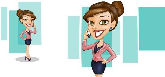 vector businesswoman with phone
