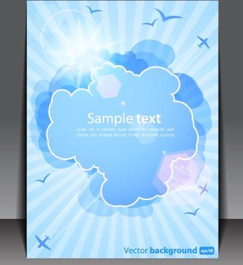 booklet cover template modern sparkling clouds birds decor