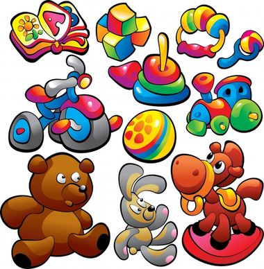 baby toys icons colorful handdrawn sketch