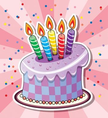 birthday background template colorful handdrawn candles cake sketch
