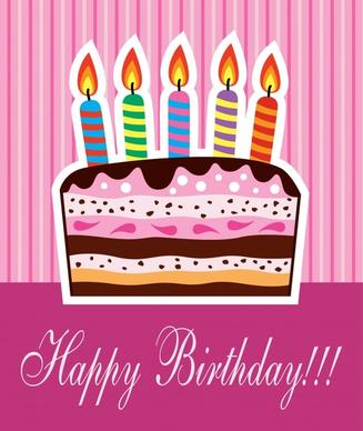 birthday card template flat colorful classical candles cake