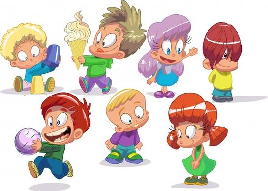 children icons funny cute cartoon characters sketch