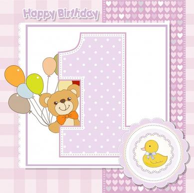 birthday background cute teddy bear duck hearts decor