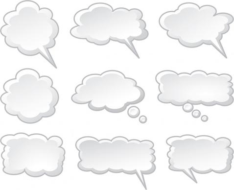 speech bubbles templates cloud shapes sketch flat white