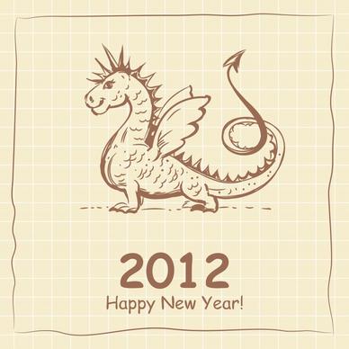 vector cartoon dragon 2012 greeting cards