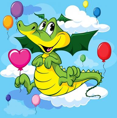 dragon background cute cartoon sketch colorful bright