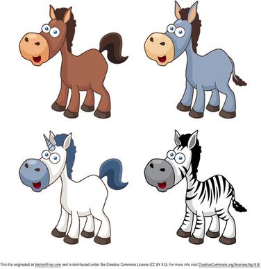 vector cartoon horse icons