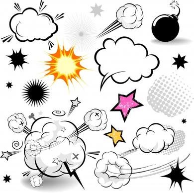 booming icons cloud bomb sketch dynamic design