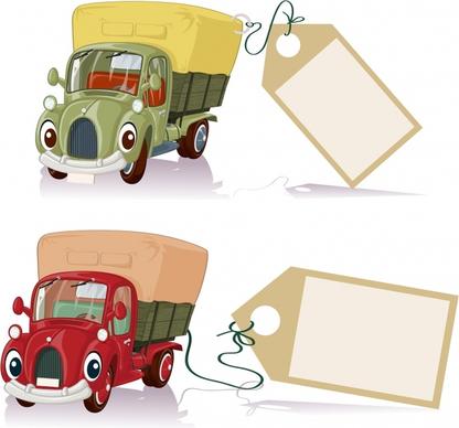 shipping tag templates stylized truck sketch