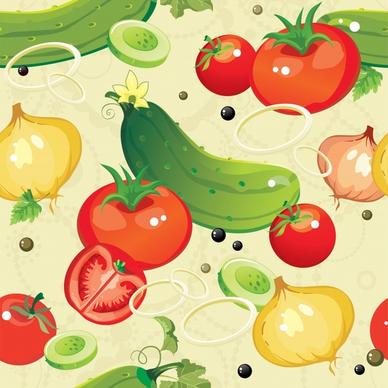 vegetables pattern bright colorful flat handdrawn
